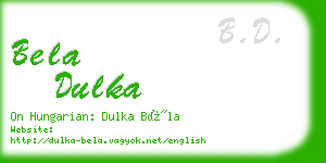 bela dulka business card